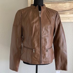NWT Brown camel color Wilson leather jacket Size L.